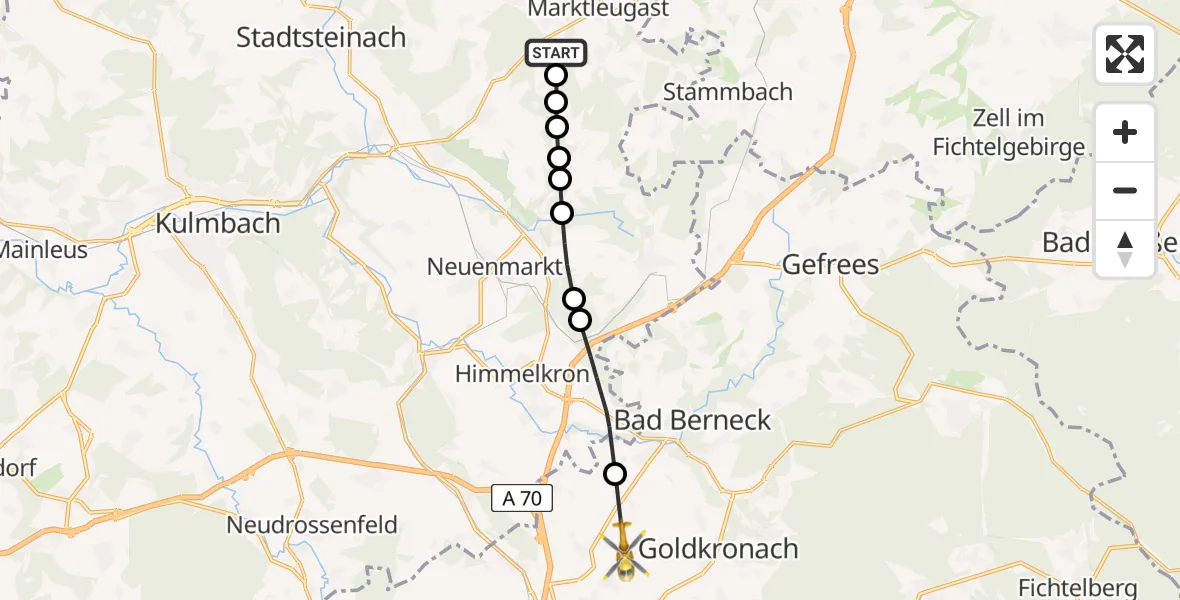 Flugroute Rettungshubschrauber Marienweiher - Deps, 28 Februar 2026, 16:10