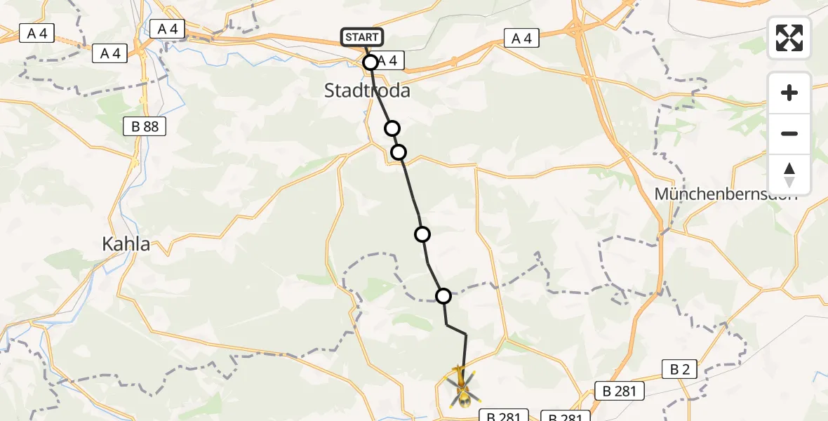 Routekaart van de vlucht: Rettungshubschrauber nach Dreitzsch, Zur Rothspitze