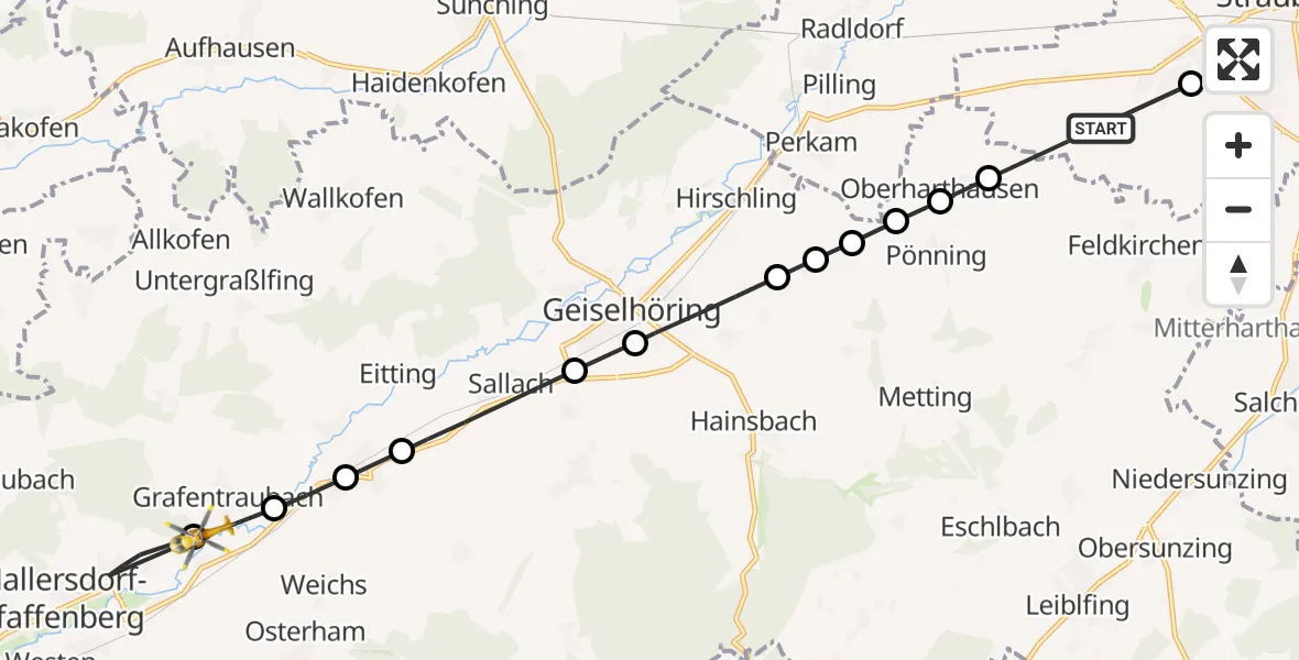 Flugroute Rettungshubschrauber Kay - Mallersdorf-Pfaffenberg, 28 Februar 2026, 16:26