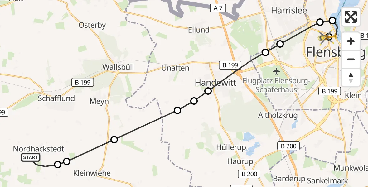 Routekaart van de vlucht: Rettungshubschrauber nach Westliche Höhe, Knuthstraße