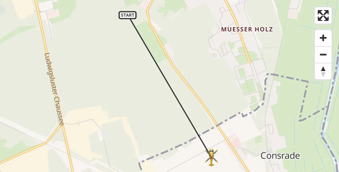 Flugroute Rettungshubschrauber Schwerin - Consrade, 28 Februar 2026, 17:48