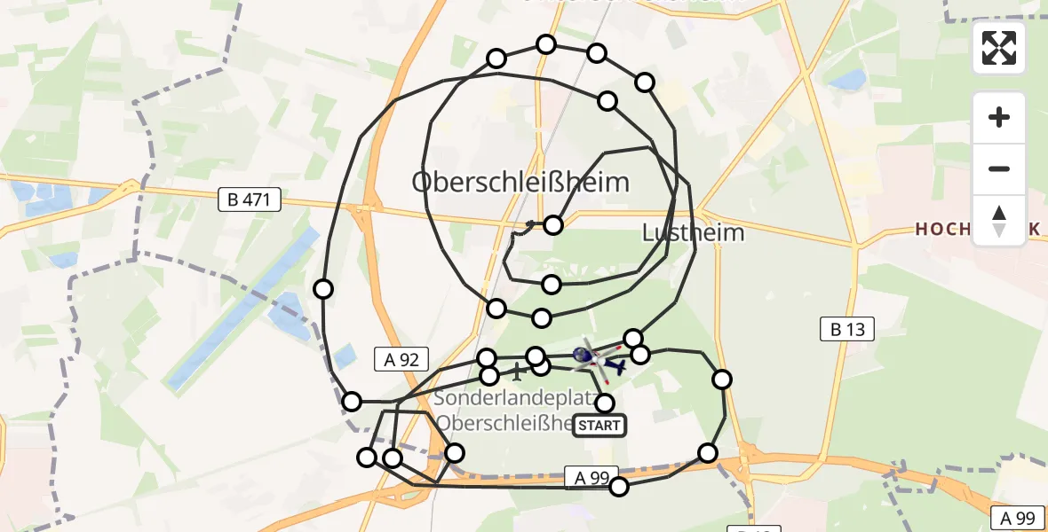 Flugroute Polizeihubschrauber Oberschleißheim - Oberschleissheim Heliport, 01 März 2026, 01:49