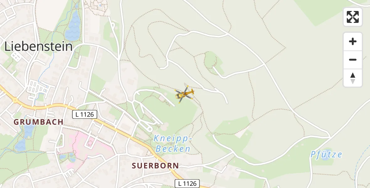 Flugroute Ambulanzhubschrauber Bad Liebenstein - Bad Liebenstein, 01 März 2026, 05:11