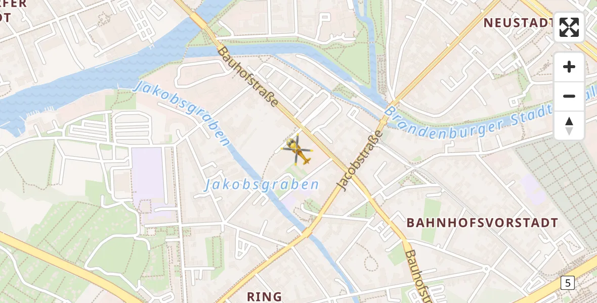 Routekaart van de vlucht: Rettungshubschrauber nach Brandenburg an der Havel, Bauhofstraße