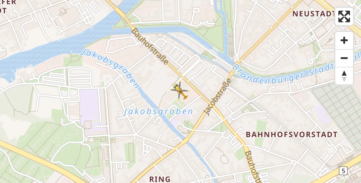 Flugroute Rettungshubschrauber Brandenburg an der Havel - Brandenburg an der Havel, 01 März 2026, 07:13