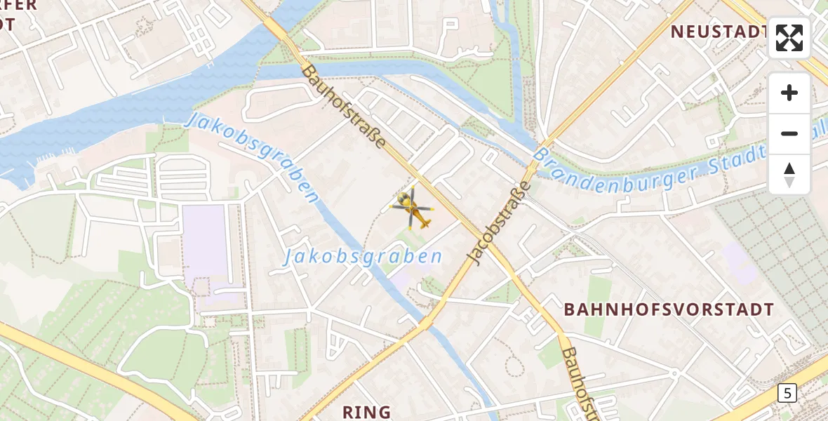 Flugroute Rettungshubschrauber Brandenburg an der Havel - Brandenburg an der Havel, 01 März 2026, 07:13