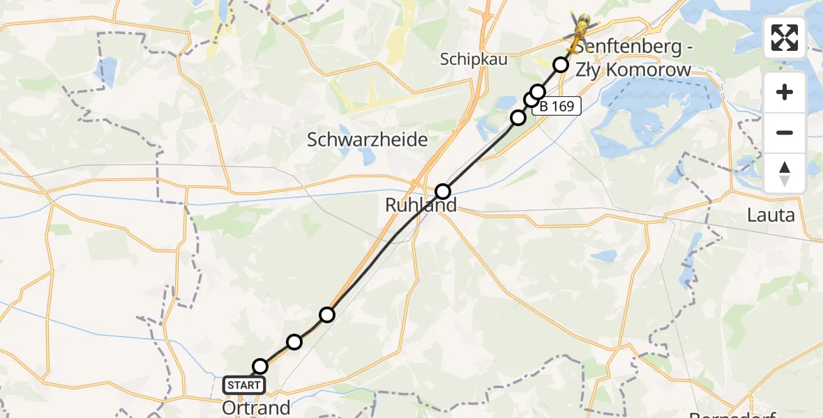 Routekaart van de vlucht: Rettungshubschrauber nach Schipkau, Oder-Lausitz-Straße