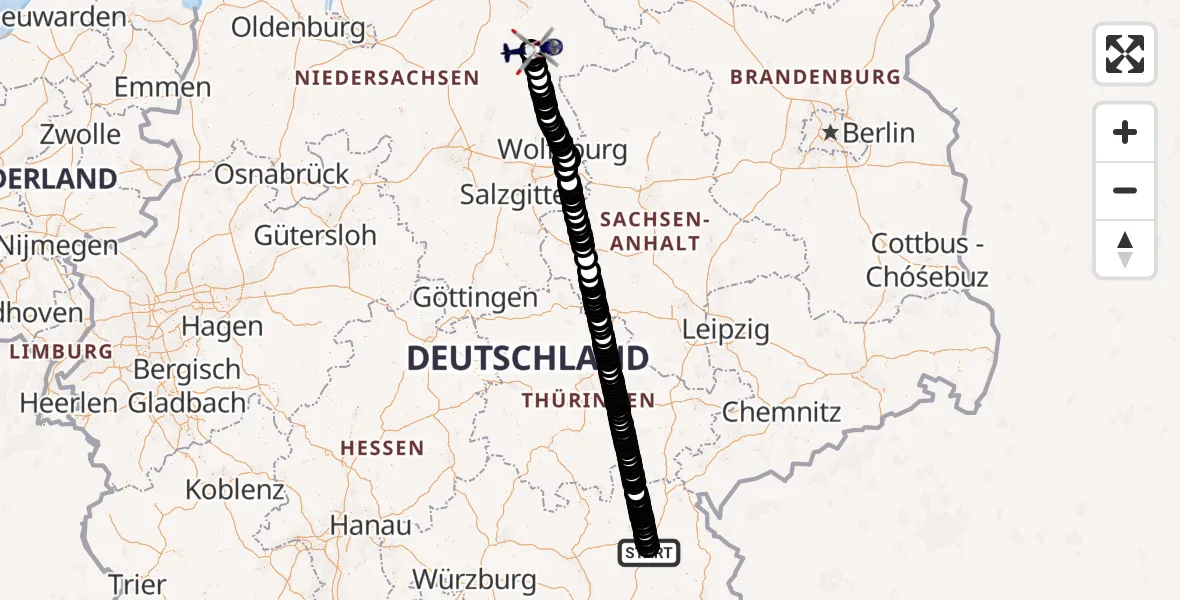 Flugroute Polizeihubschrauber Allersdorf - Melzingen, 01 März 2026, 08:48