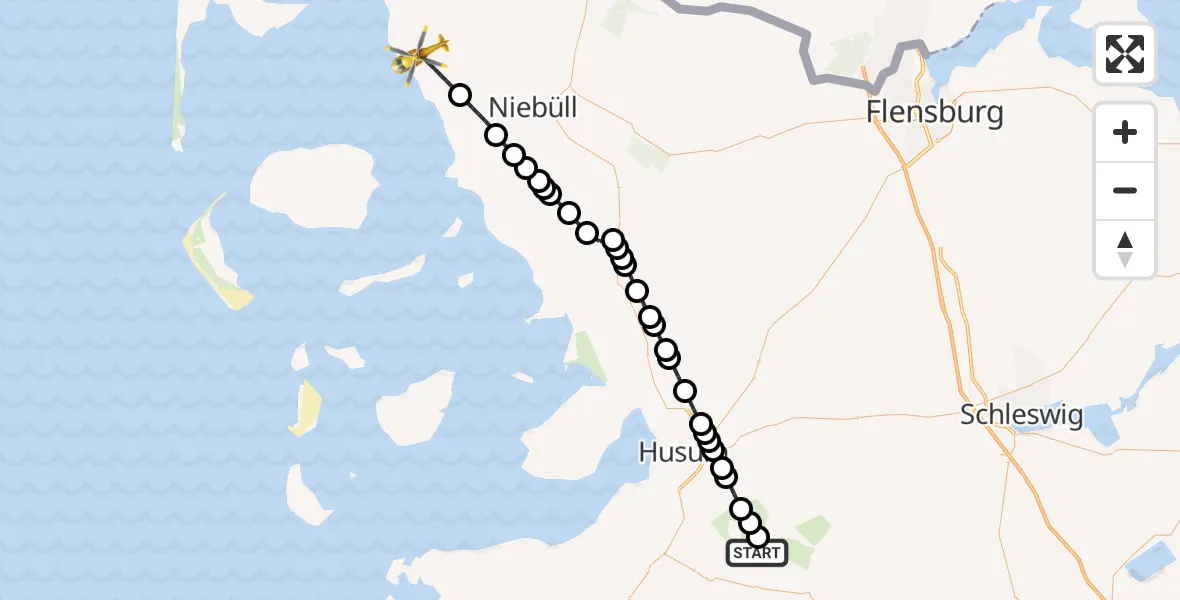 Flugroute Rettungshubschrauber Ramstedt - Emmelsbüll-Horsbüll, 01 März 2026, 09:31