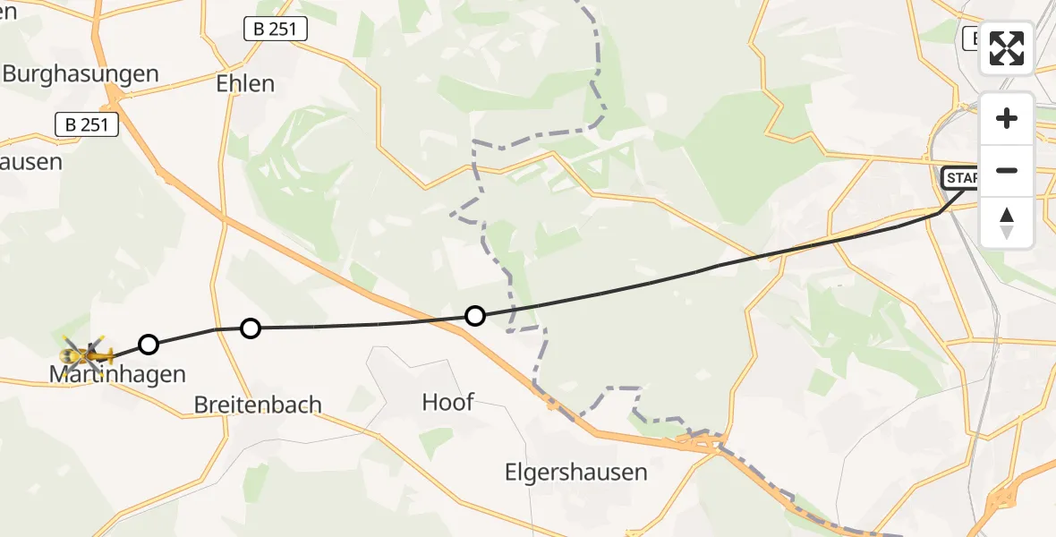 Routekaart van de vlucht: Rettungshubschrauber nach Martinhagen, Ringstraße