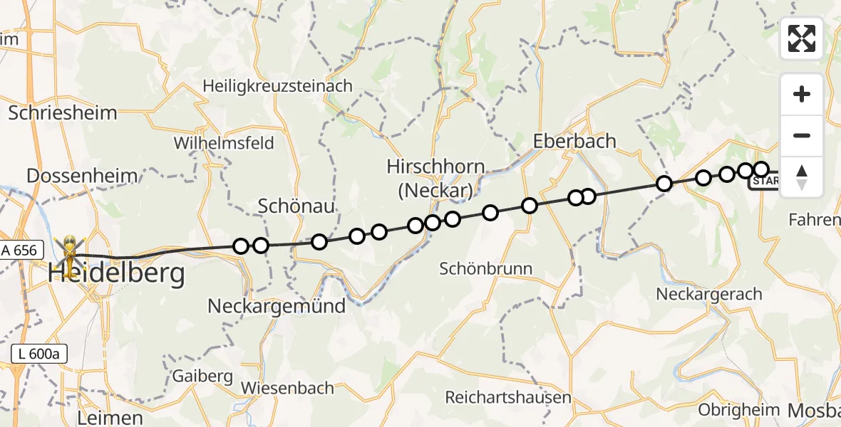 Flugroute Rettungshubschrauber Weisbach - Heidelberg, 01 März 2026, 10:01