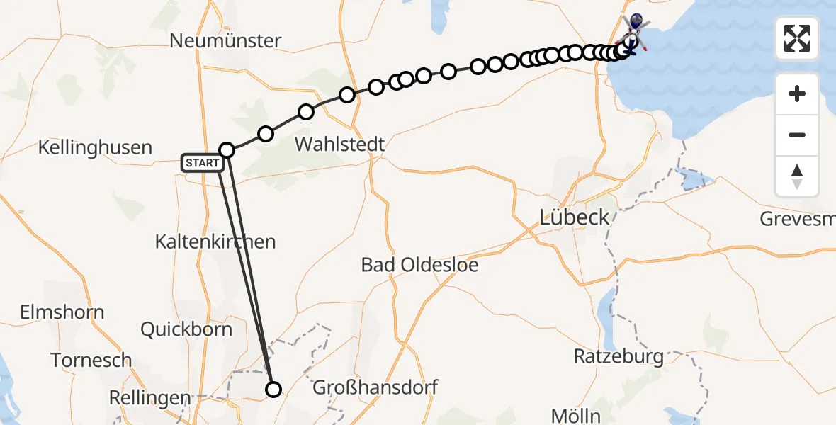 Flugroute Polizeihubschrauber Bimöhlen - Rogerfelde, 01 März 2026, 10:31