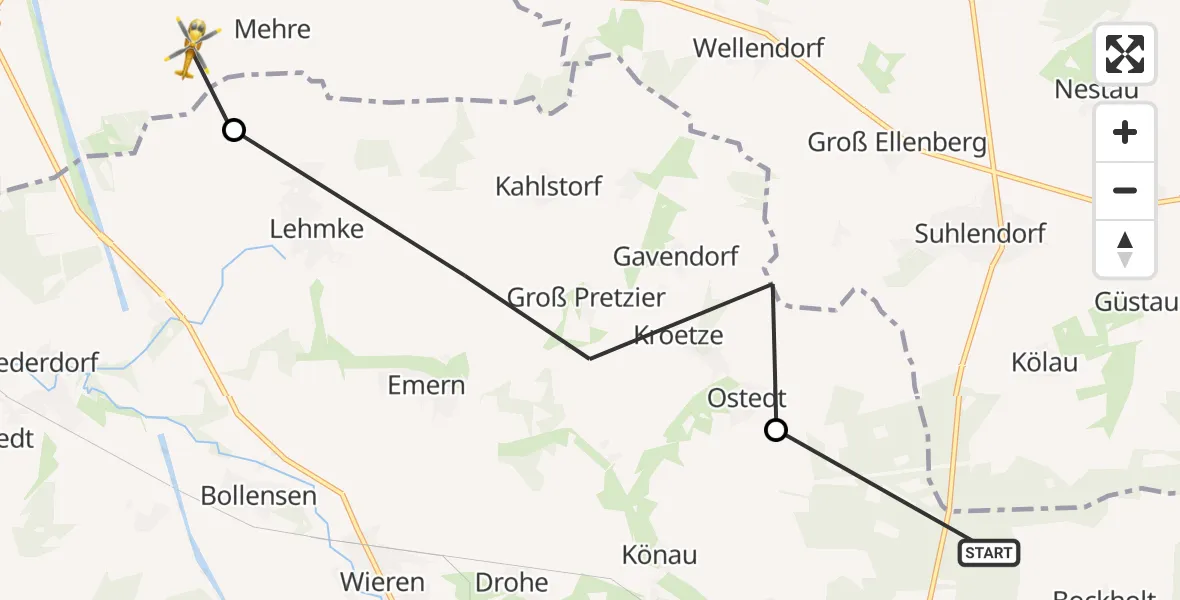 Flugroute Rettungshubschrauber Bockholt - Lehmke, 01 März 2026, 10:54