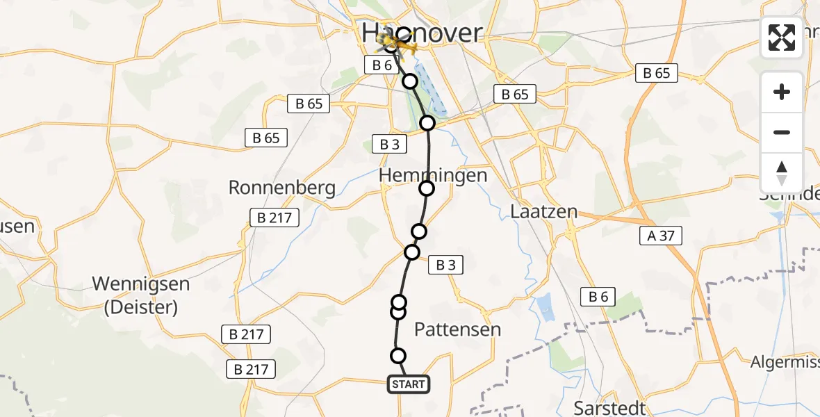 Flugroute Rettungshubschrauber Hüpede - Mitte, 01 März 2026, 11:20
