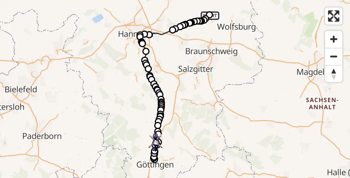 Flugroute Polizeihubschrauber Gifhorn Federal Police Heliport - Hillerse, 01 März 2026, 13:06