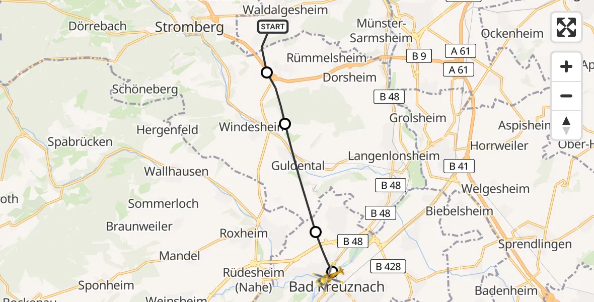 Routekaart van de vlucht: Rettungshubschrauber nach Sankt Marienworth Hospital Heliport