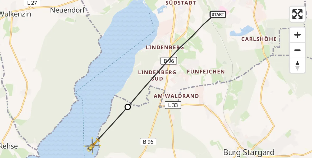 Flugroute Rettungshubschrauber Neubrandenburg - Klein Nemerow, 01 März 2026, 14:15