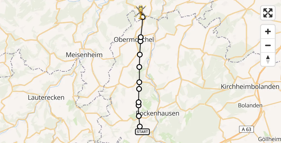 Flugroute Rettungshubschrauber Imsweiler UL - Hallgarten, 01 März 2026, 14:34