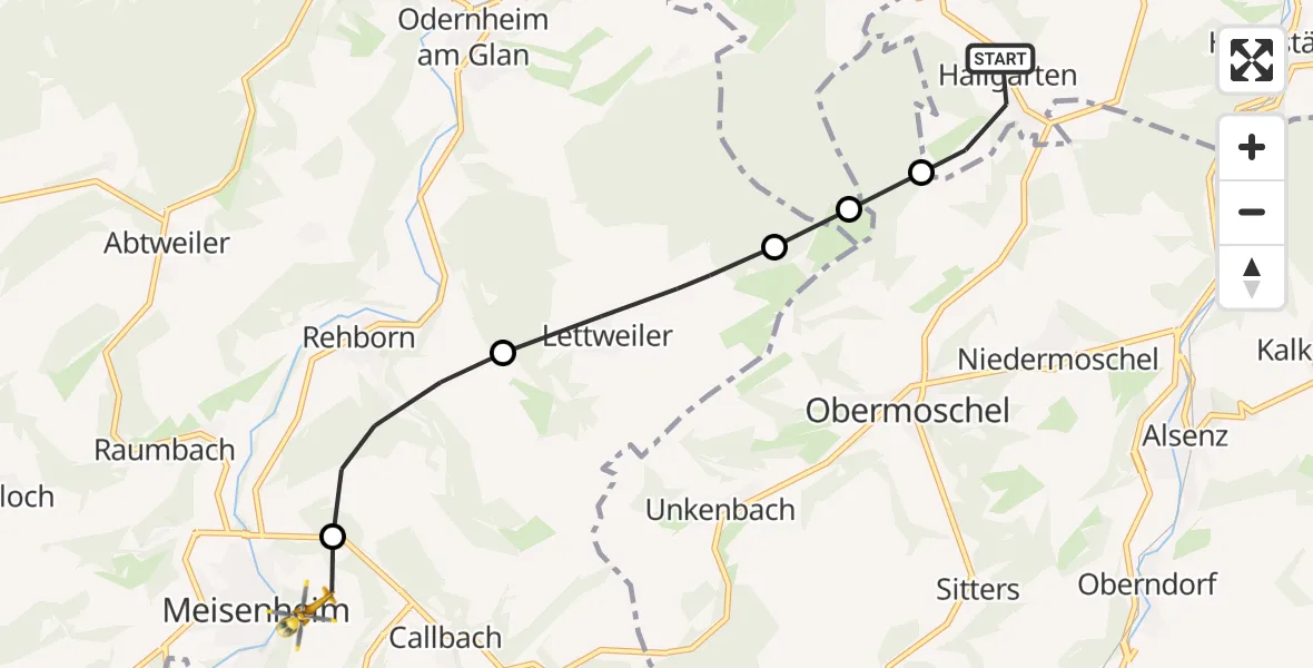 Flugroute Rettungshubschrauber Hallgarten - Meisenheim, 01 März 2026, 15:12