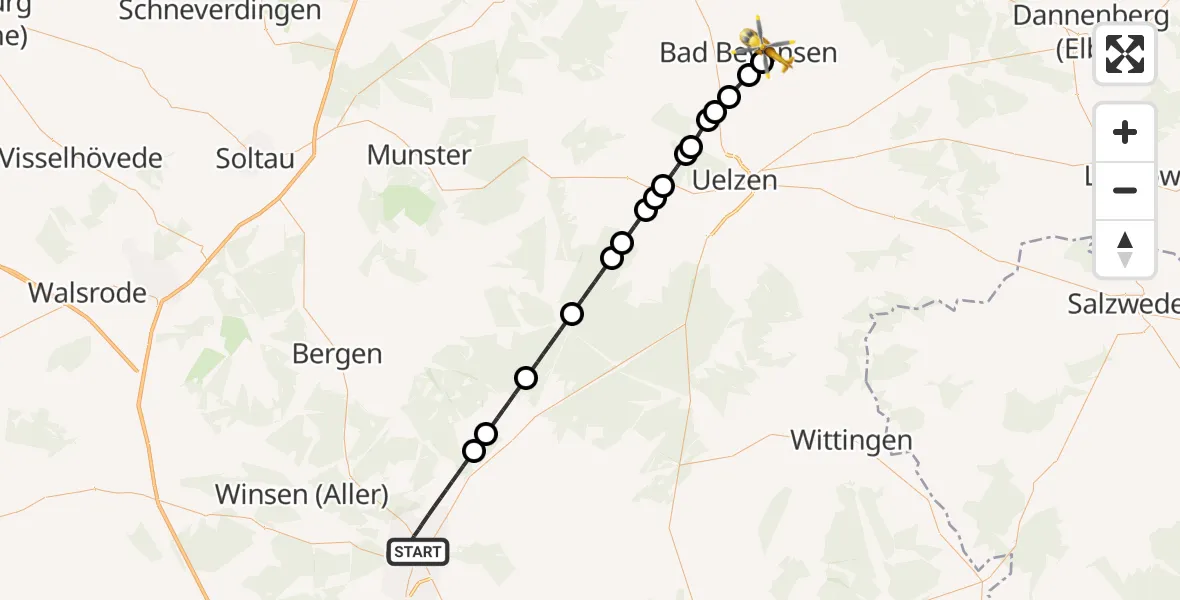 Flugroute Ambulanzhubschrauber Celle - Groß Hesebeck, 01 März 2026, 16:10