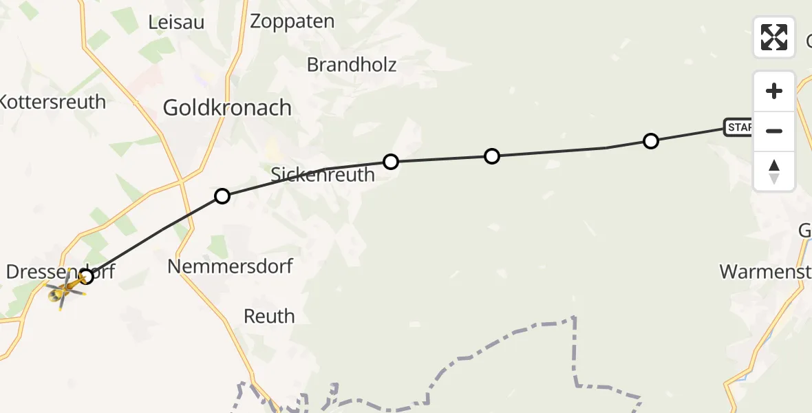 Flugroute Rettungshubschrauber Grassemann - Dressendorf, 01 März 2026, 17:12