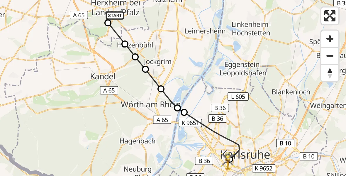 Routekaart van de vlucht: Rettungshubschrauber nach Sankt Vincentius Hospital Heliport
