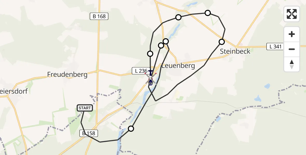 Flugroute Polizeihubschrauber Werneuchen - Leuenberg, 01 März 2026, 18:28