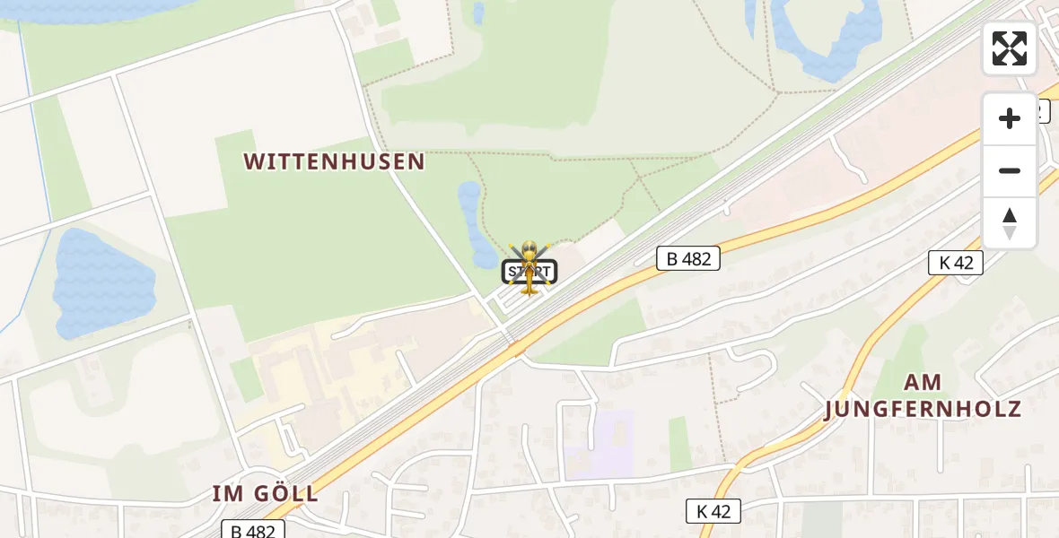 Flugroute Ambulanzhubschrauber Porta Westfalica - Porta Westfalica, 01 März 2026, 21:05