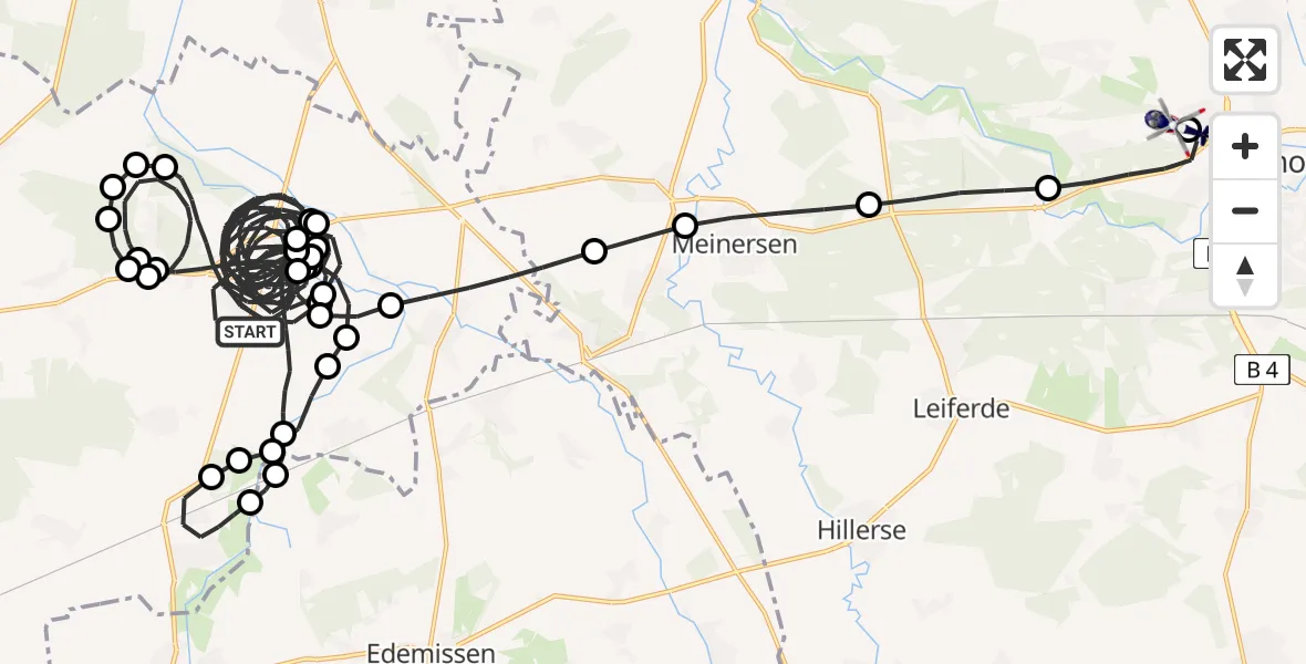Flugroute Polizeihubschrauber Uetze - Gifhorn Federal Police Heliport, 01 März 2026, 22:18