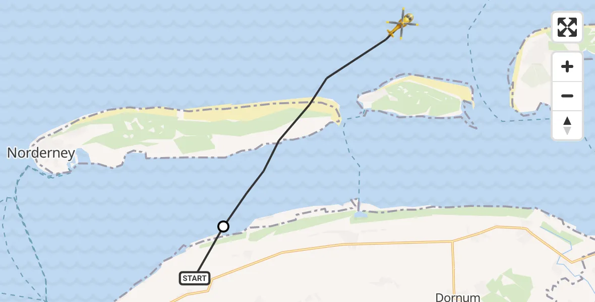 Flugroute Ambulanzhubschrauber Norden - Noordzee, 02 März 2026, 05:54