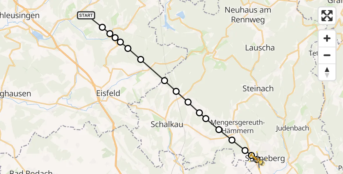 Routekaart van de vlucht: Rettungshubschrauber nach Sonneberg, An der Wiesenmaas