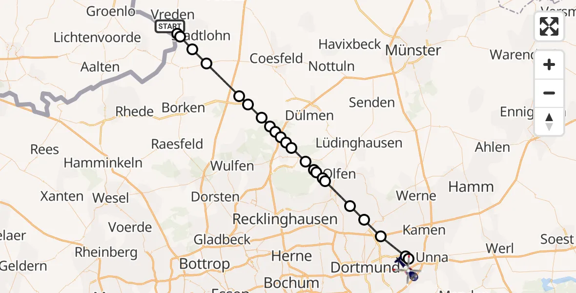 Routekaart van de vlucht: Polizeihubschrauber nach Dortmund Airport