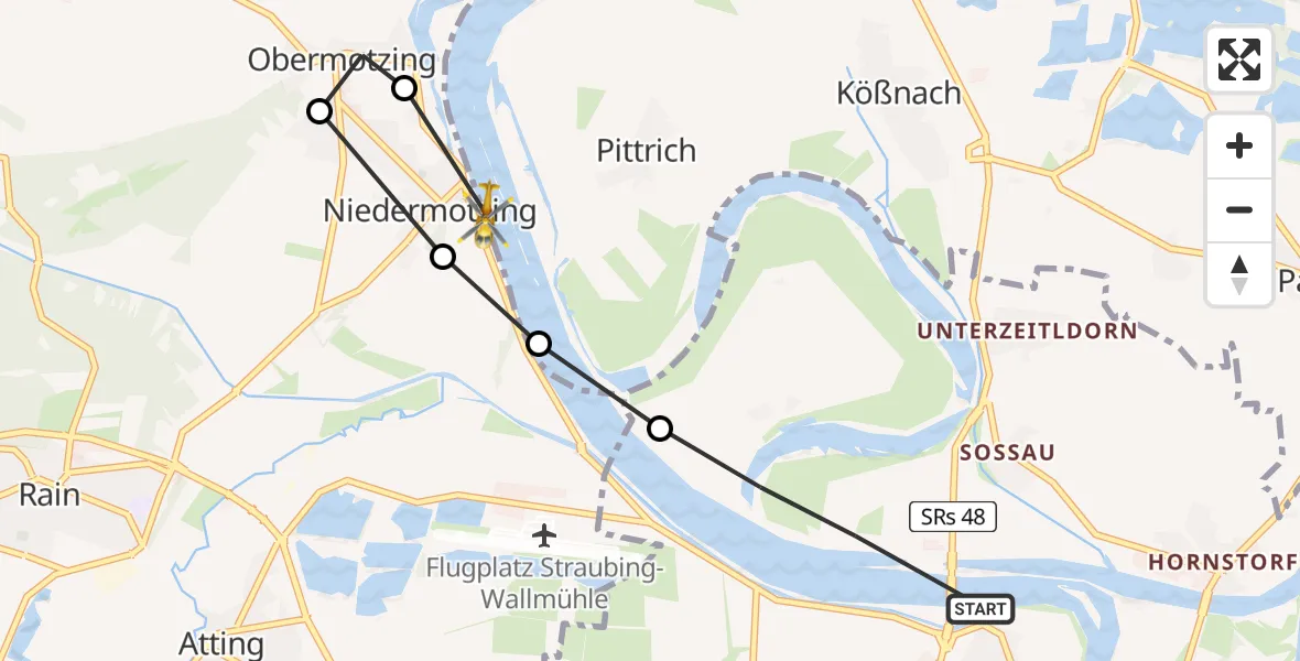 Routekaart van de vlucht: Rettungshubschrauber nach Niedermotzing, SR 10