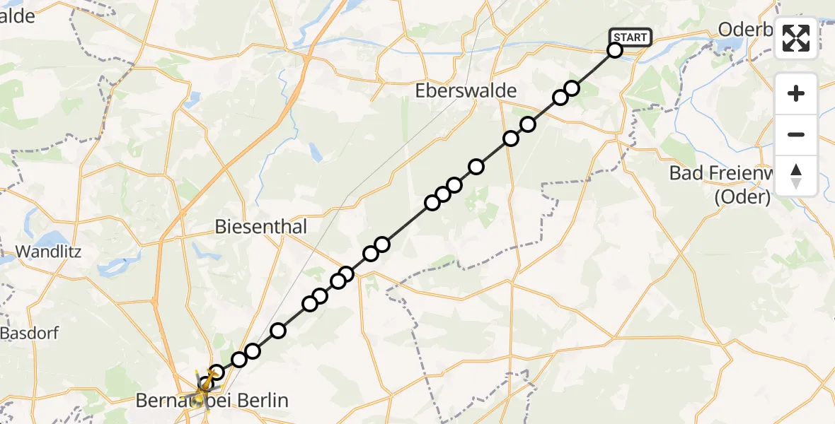 Routekaart van de vlucht: Ambulanzhubschrauber nach Bernau, Ladeburger Chaussee