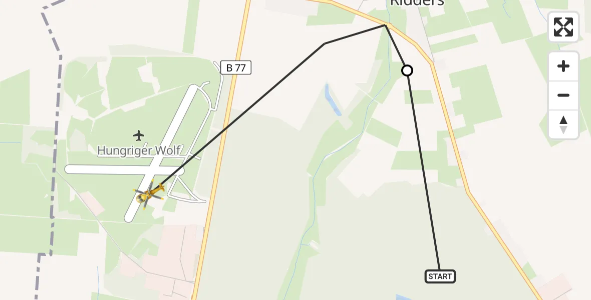 Flugroute Rettungshubschrauber Springhoe - Itzehoe Hungriger Wolf Airfield, 02 März 2026, 08:33