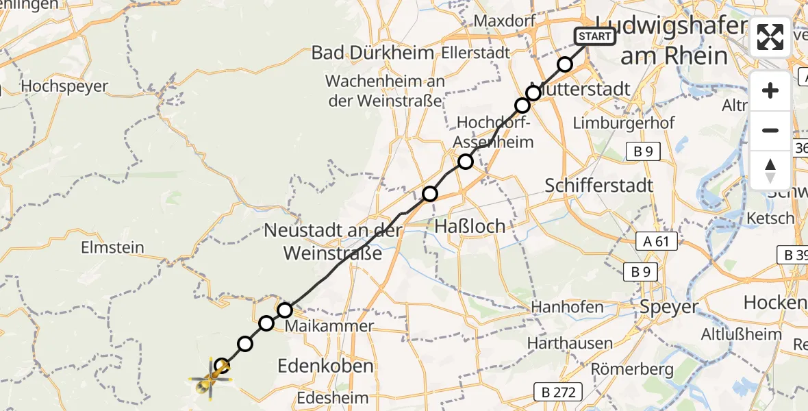 Routekaart van de vlucht: Rettungshubschrauber nach Ramberg, K 6