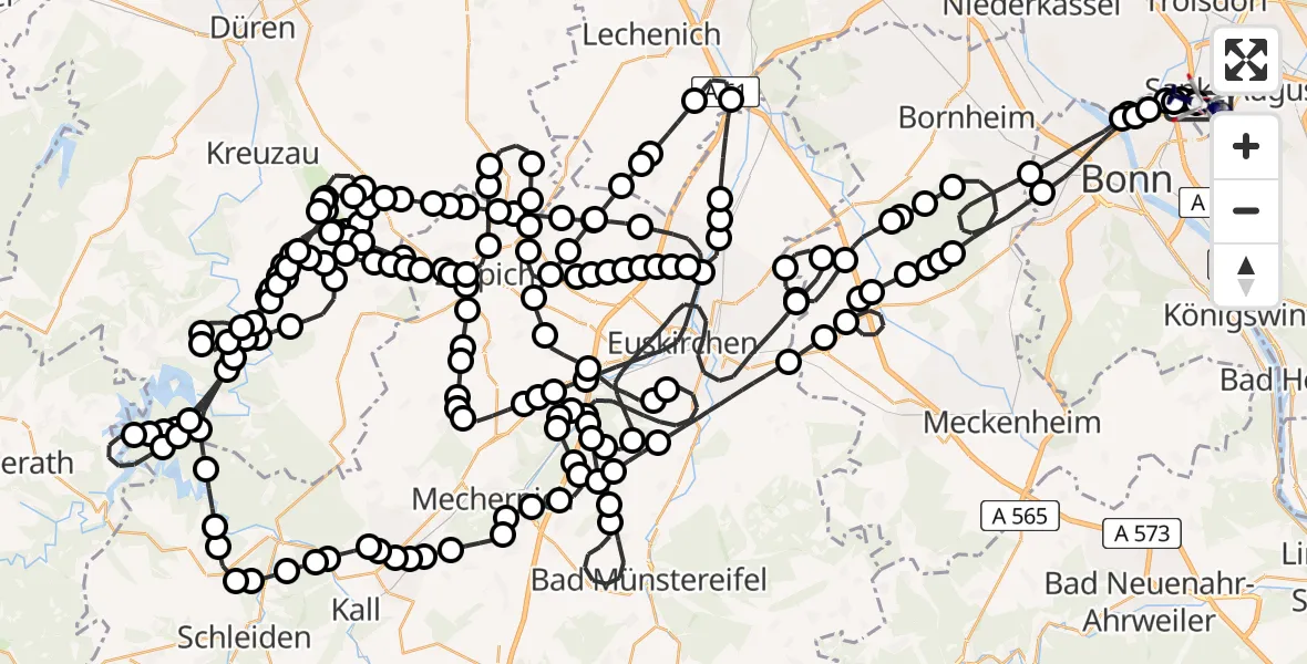 Flugroute Polizeihubschrauber Sankt Augustin - Sankt Augustin, 02 März 2026, 08:56