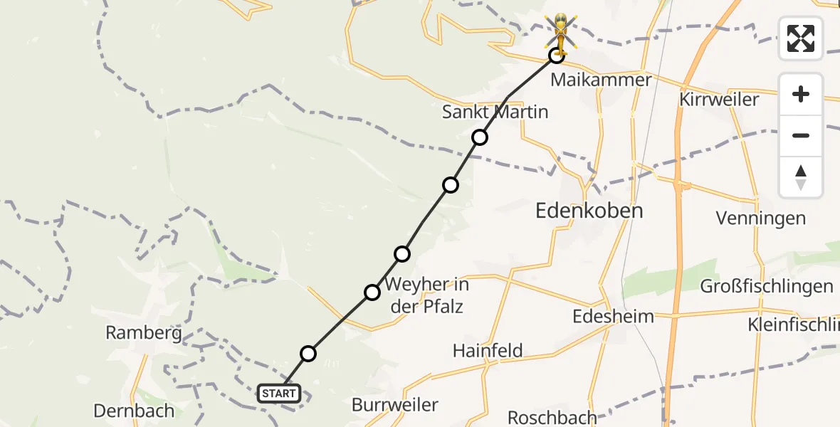 Routekaart van de vlucht: Rettungshubschrauber nach Maikammer, Turmstraße