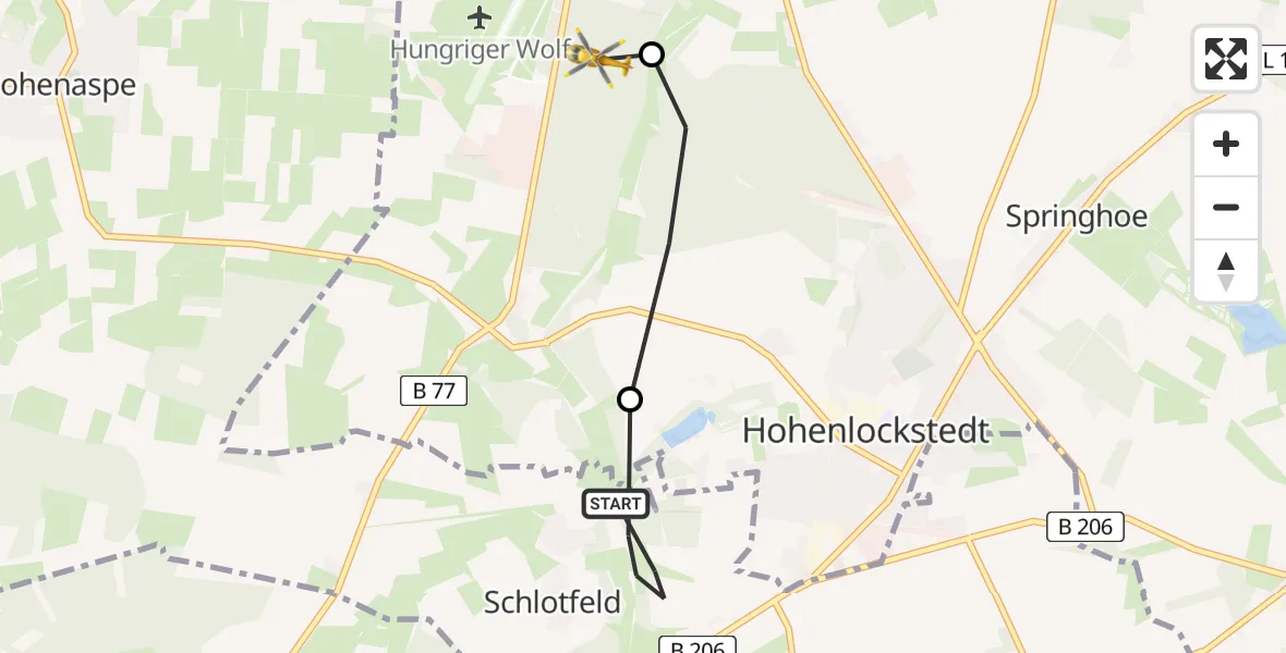 Flugroute Rettungshubschrauber Schlotfeld - Ridders, 02 März 2026, 09:30