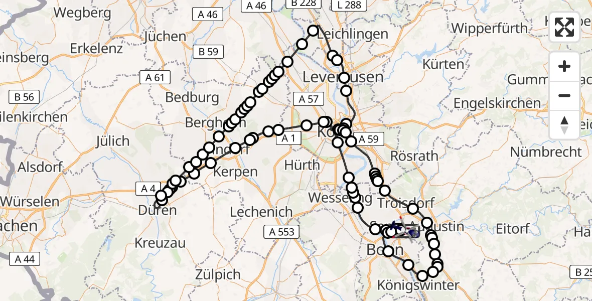 Flugroute Polizeihubschrauber Sankt Augustin - Sankt Augustin, 02 März 2026, 09:44