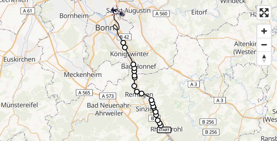 Flugroute Polizeihubschrauber Rheinbrohl - Meindorf, 02 März 2026, 09:51