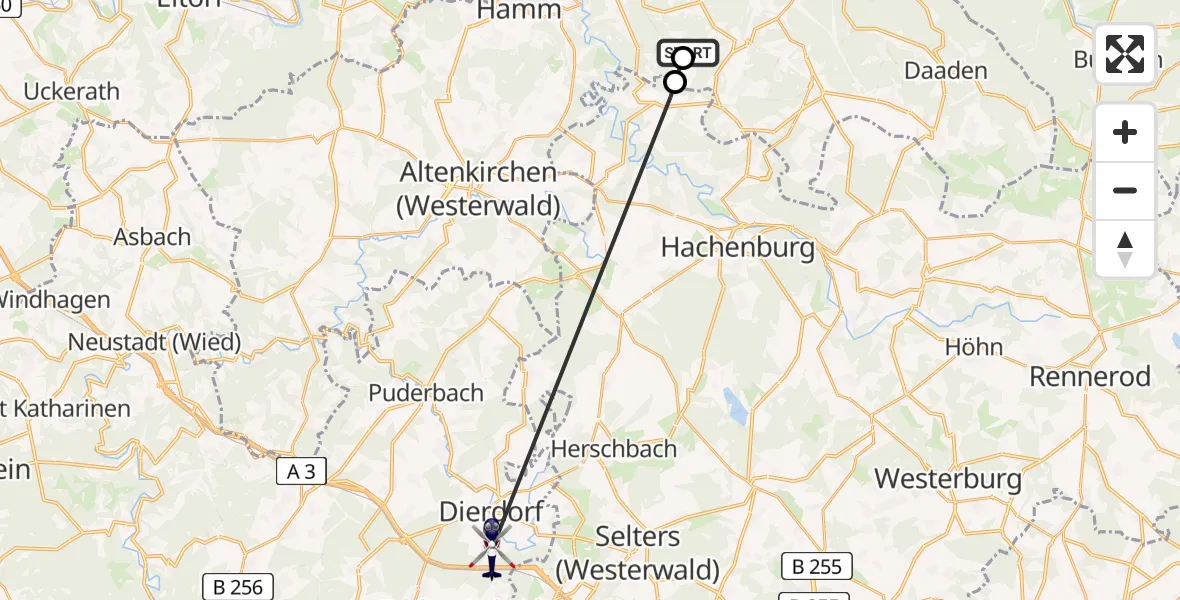 Routekaart van de vlucht: Polizeihubschrauber nach Dierdorf, K 120