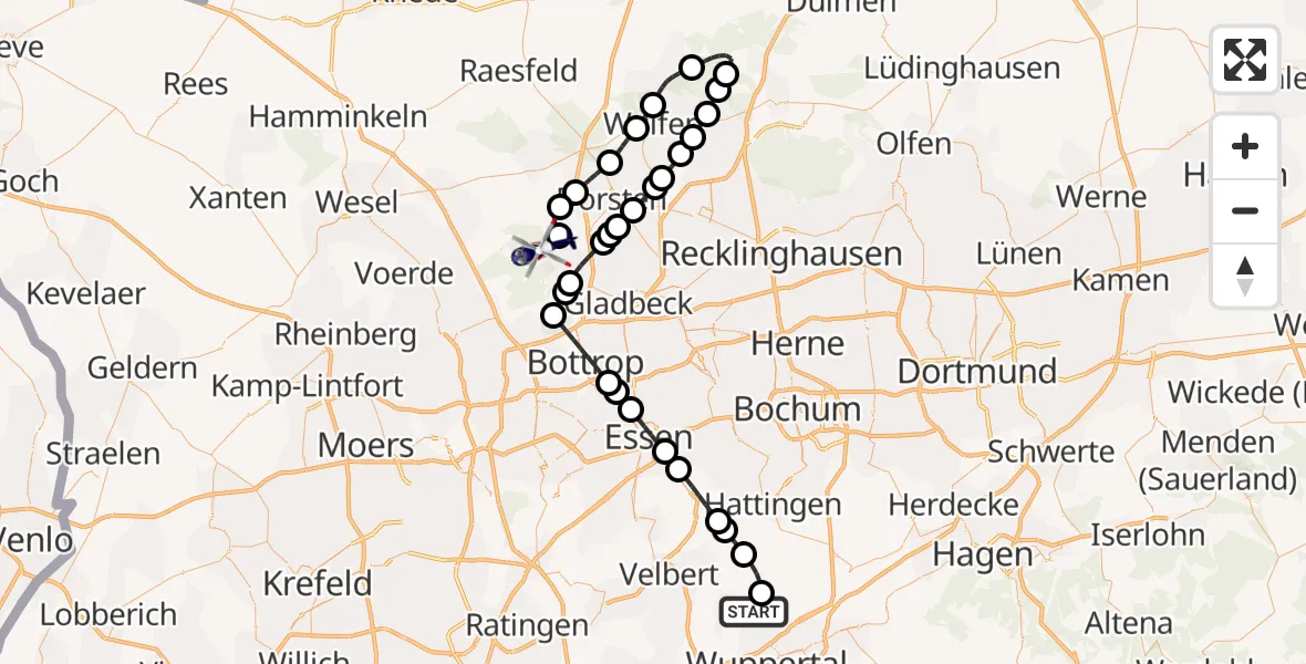 Flugroute Polizeihubschrauber Velbert - Hardinghausen, 02 März 2026, 10:19