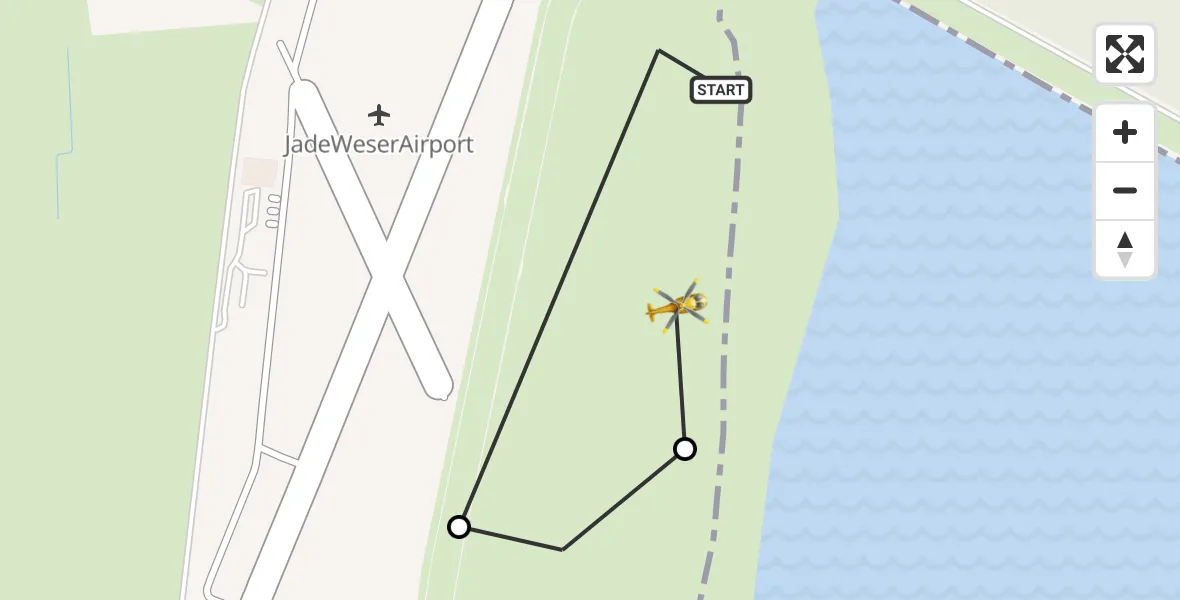 Flugroute Rettungshubschrauber Wilhelmshaven - JadeWeser Airport, 02 März 2026, 10:33