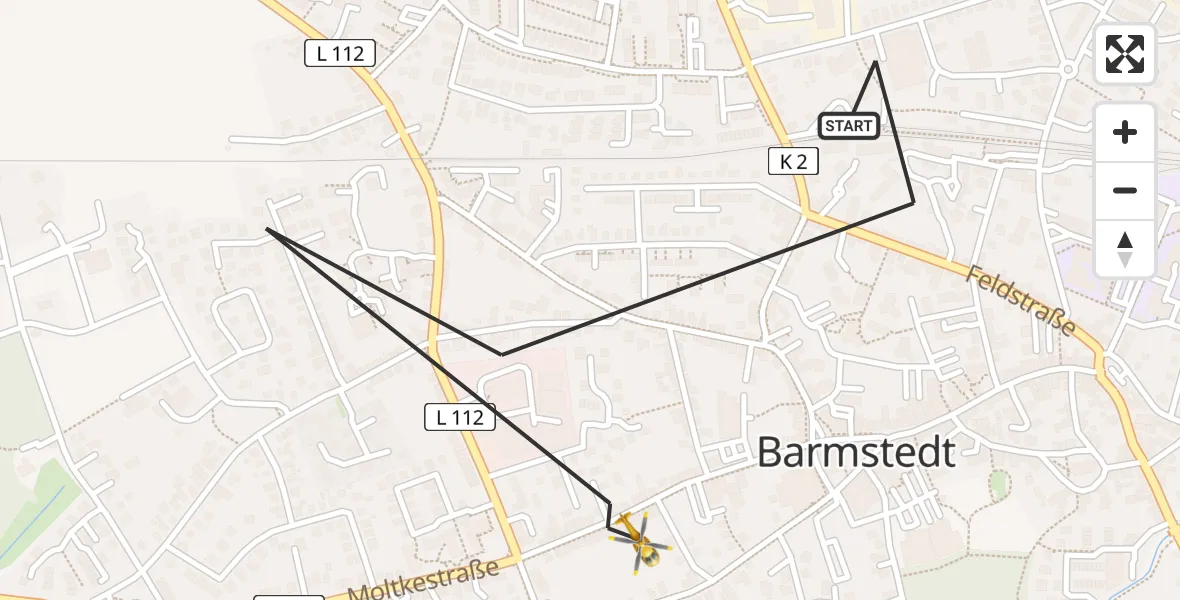 Routekaart van de vlucht: Rettungshubschrauber nach Barmstedt, Königstraße
