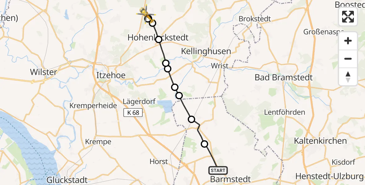 Routekaart van de vlucht: Rettungshubschrauber nach Ridders