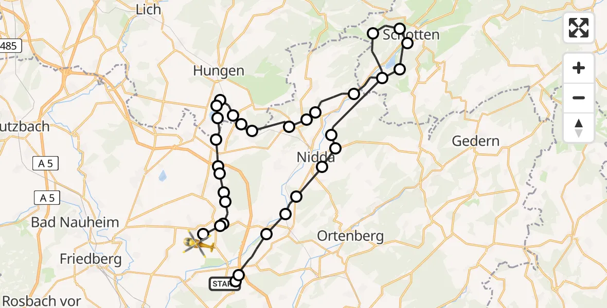 Flugroute Ambulanzhubschrauber Staden - Reichelsheim, 02 März 2026, 11:20