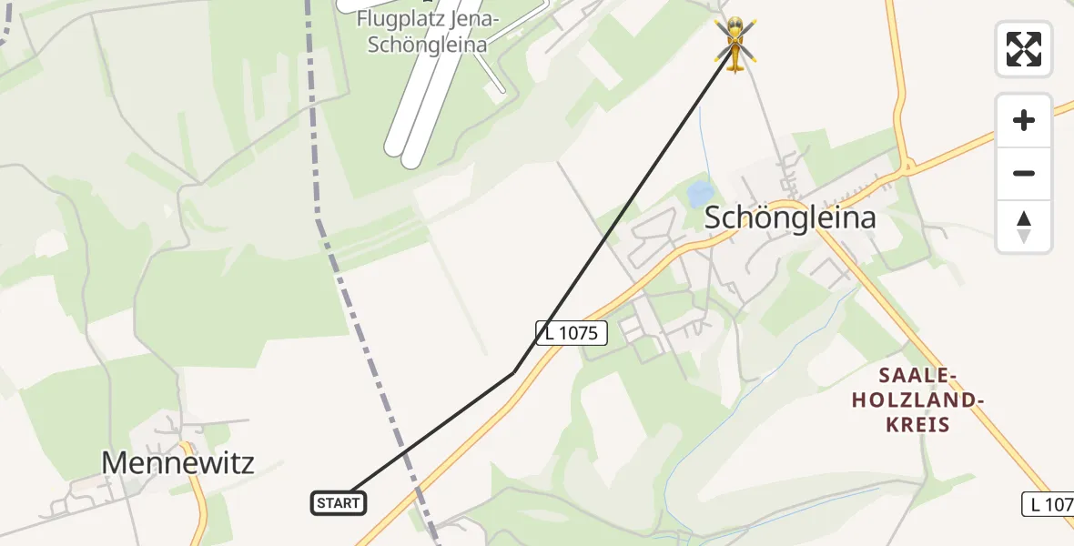 Flugroute Rettungshubschrauber Trockhausen - Zinna, 02 März 2026, 11:34