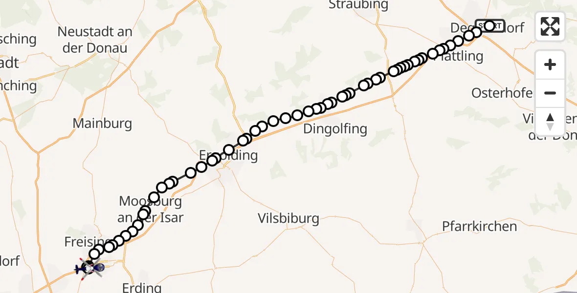 Routekaart van de vlucht: Polizeihubschrauber nach Freising, Wartungsallee