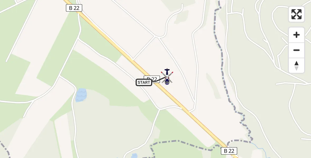 Routekaart van de vlucht: Polizeihubschrauber nach Kirchendemenreuth, B 22